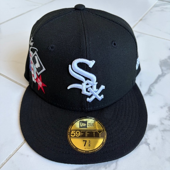 Chicago White Sox 59FIFTY Fitted Windy City Cluster Patch Black White 7 3/8 - Picture 3 of 8